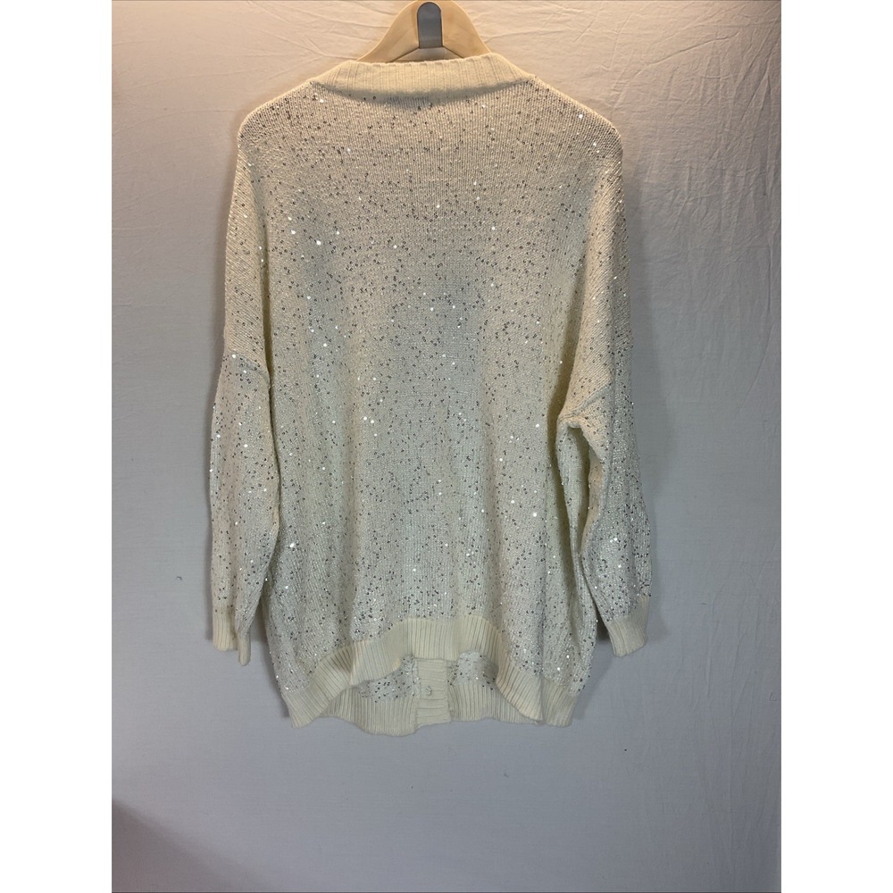 OLIVIA RUBIN Cream Mika Oversize Cardigan Sequin Rhinestone Size M *Flaw* - Picture 3 of 15